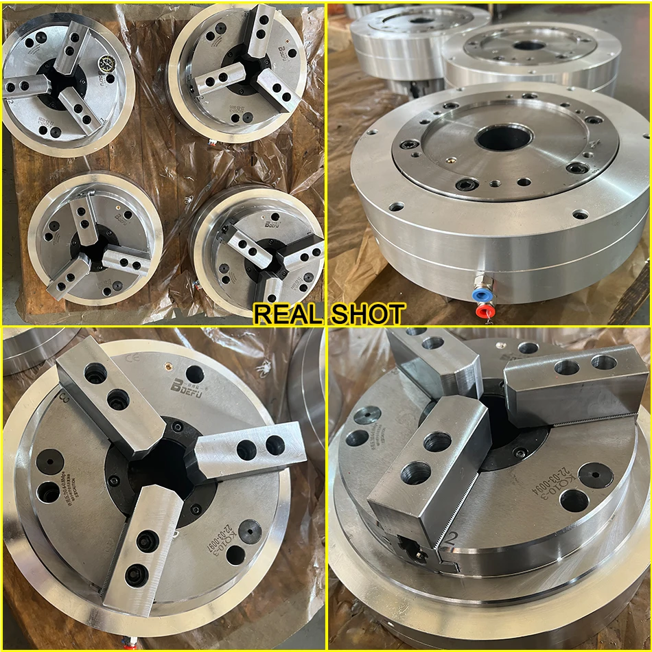 6 inch Hollow Pneumatic Lathe Chuck 3 Jaw Front Type, Four-Axis Five-Axis Chuck,Rotatable Machine Tool, Lathe Fixture