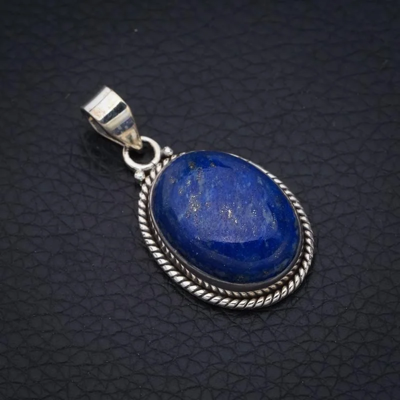 

StarGems Natural Lapis Lazuli Handmade 925 Sterling Silver Pendant 1.5" F5390