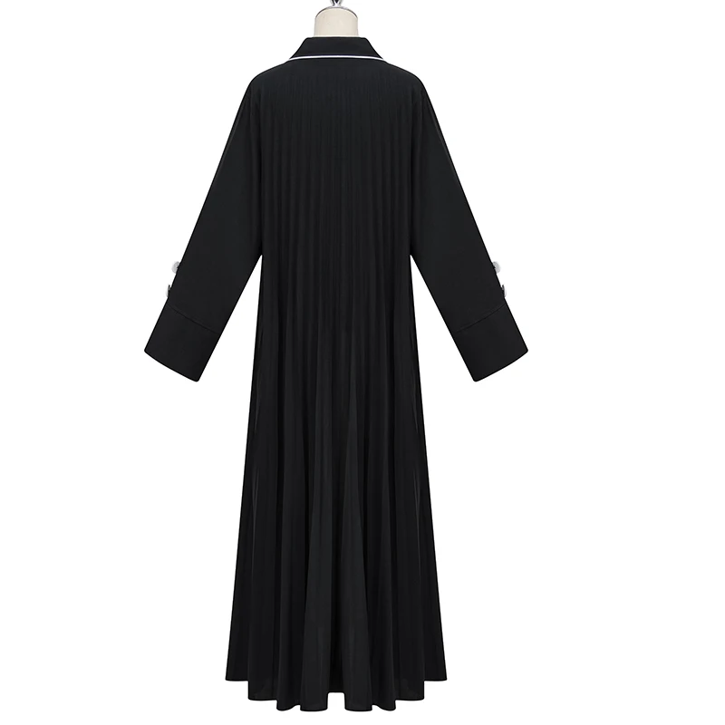 Elegant Split Sleeve Muslim Ramadan Eid Kimono Cardigan Abaya Damen Dubai Turkey Islam Abayas For Women Long Pleated Dress Robes