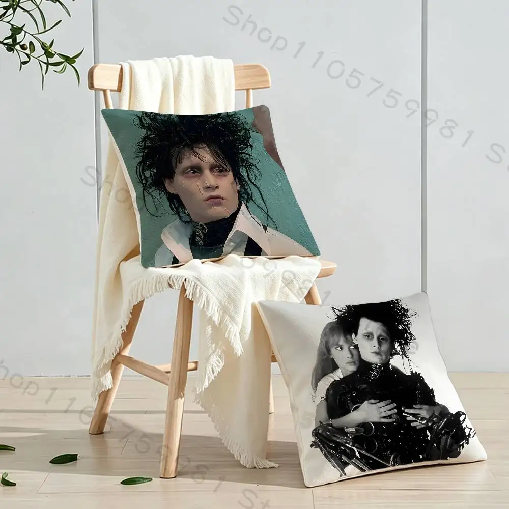 E-Edward S-Scissorhands Cartoon Printing Pillowcase Customized Pillow Cover for Sofa Home Decor