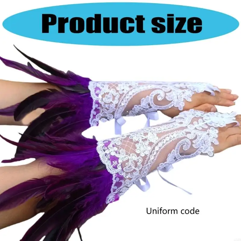 Guanti in pizzo cristallo scintillante 270D per feste Halloween e costumi eleganti