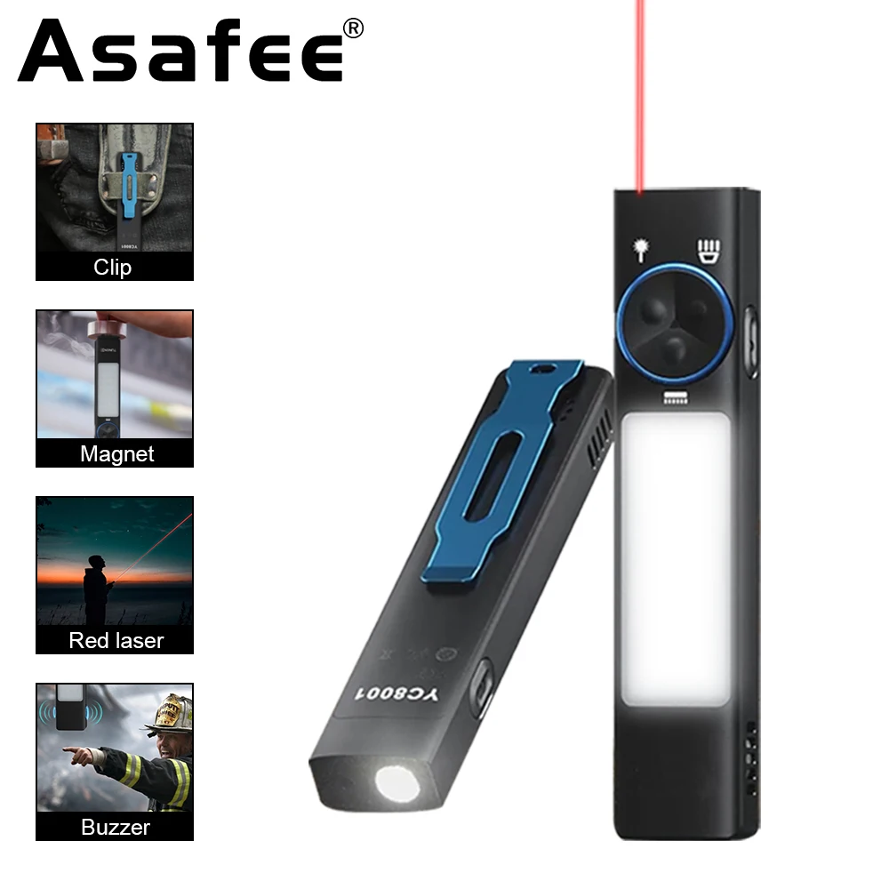 

Asafee 395UV Light EDC COB 800LM Flashlight 500M Range IP67 Waterproof Lamp Red Laser Buzzer Torch Rechargeable Lantern