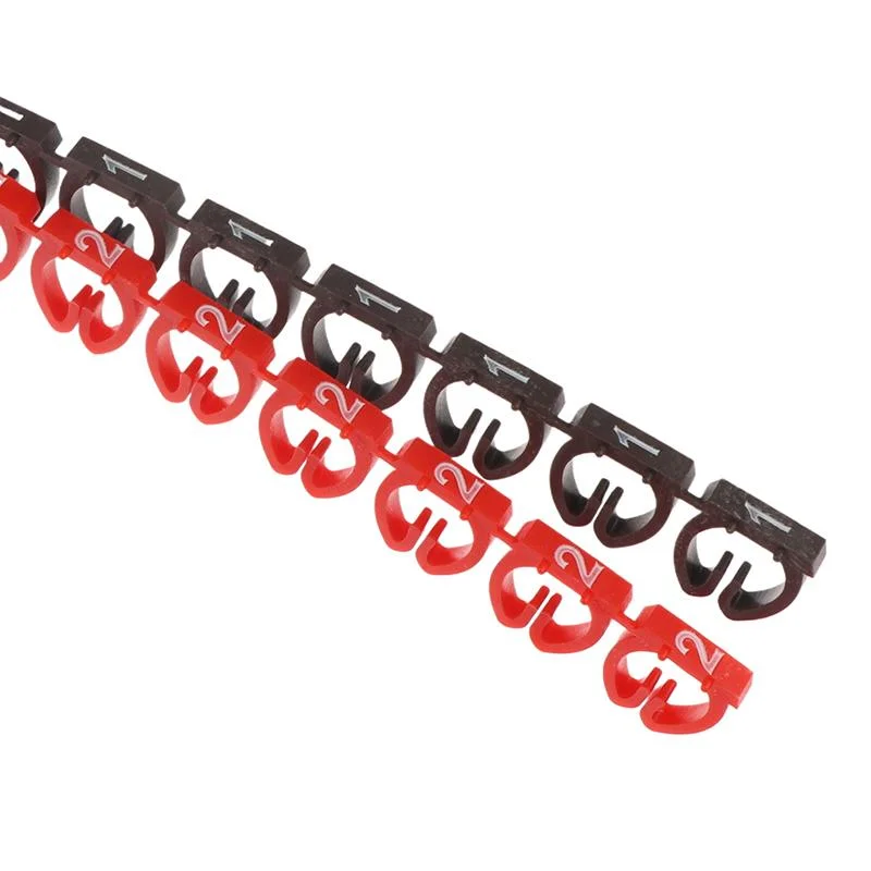 100Pcs Cable Markers Colourful C-Type Marker Number Tag Label For 1.2-10mm Wire Conspicuous And Easy To Identify