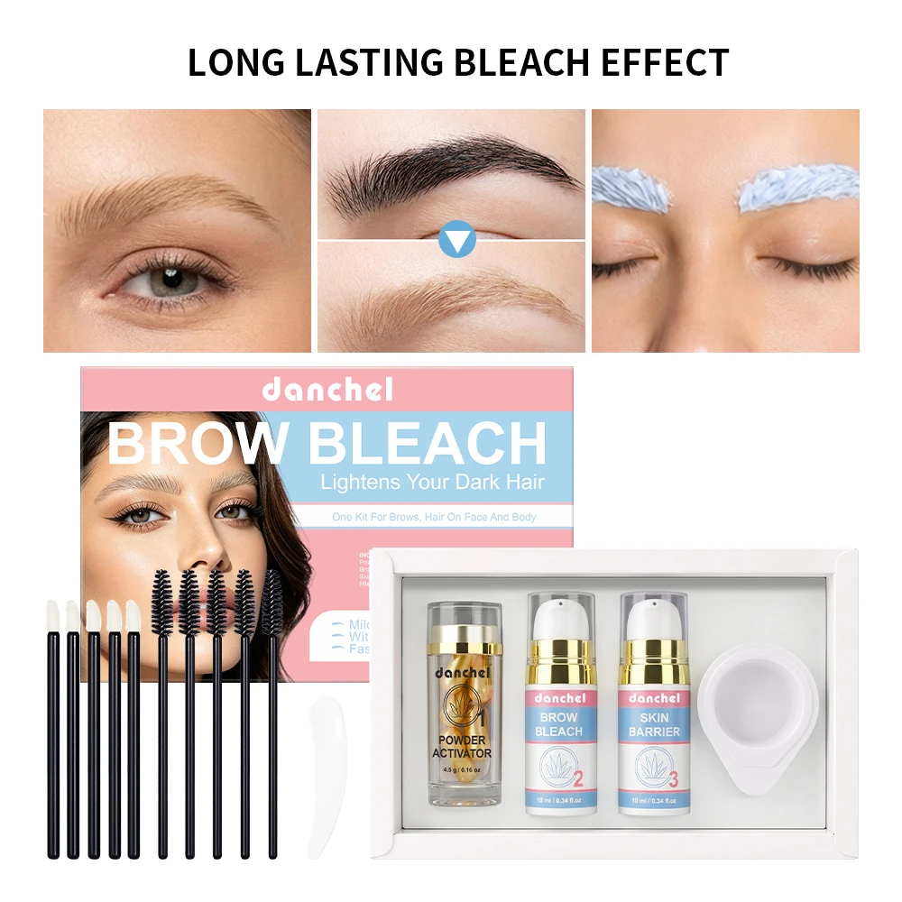 Eyebrow Bleaching Kit Gentle Brow Bleach DIY Home Brow Lightener Professional Beauty Makeup Tools For Natural Dark Eyebrows Dye