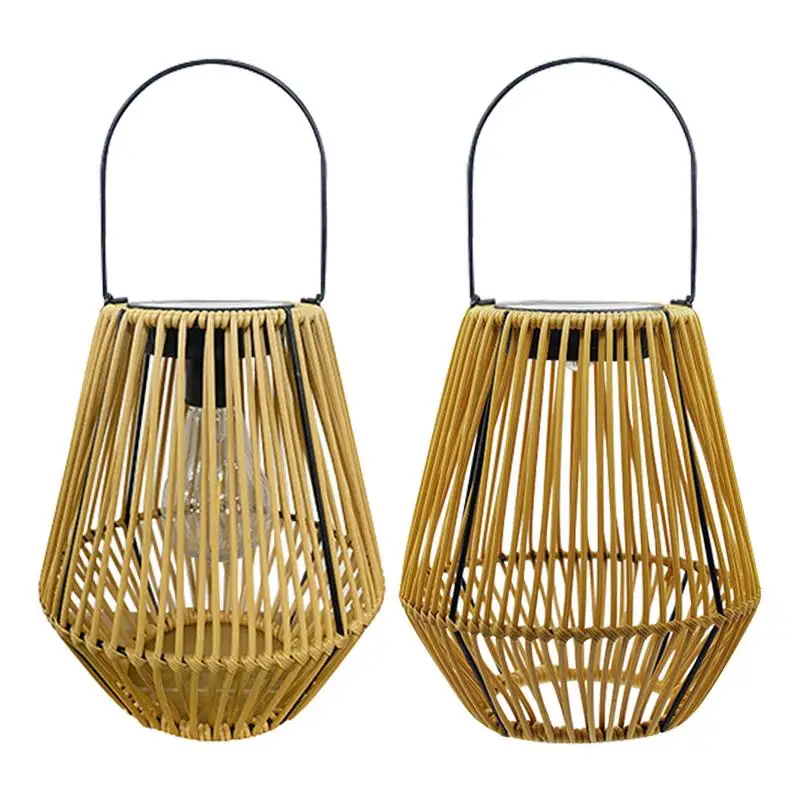 

Solar Lantern Outdoor Rattan Hang Outdoor Solar Wall Lantern Portable Decorative Lights Garden Lanterns for Patio Yard Table