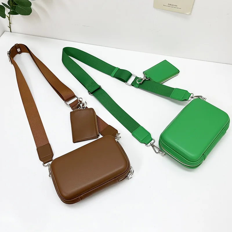 Casual 2 Bags/set Crossbody Bags for Women 2023 Designer Mini Shoulder Bag Unisex Wide Strap Phone Flap Purse Small Tote Handbag