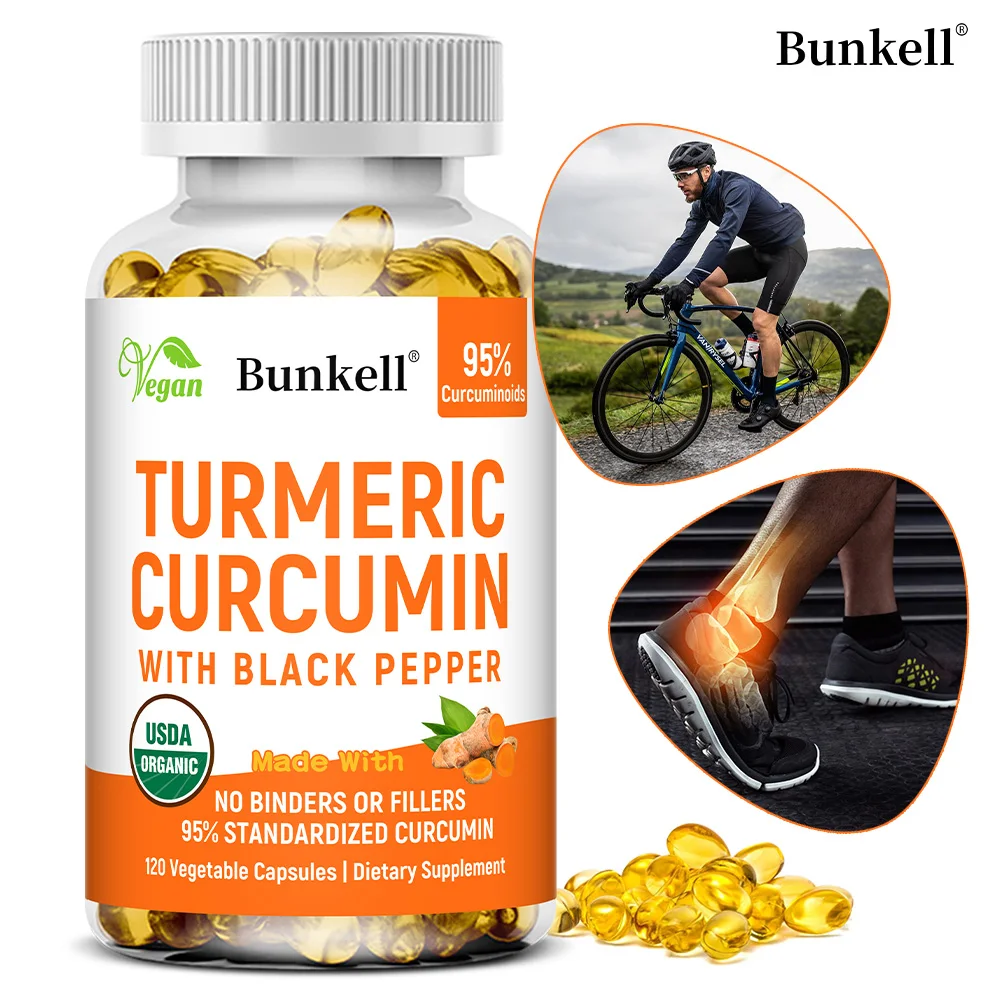 

Curcumin Supplement Capsules with Black Pepper for Joint, Antioxidant, and Immune Support, As Well As Digestive Support