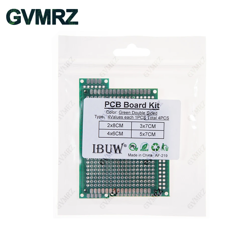 4pcs Green Assorted Size PCB Prototype Board 2x8/3x7/4x6/5x7CM Universal Breadboard for Arduino DIY Electronics Project