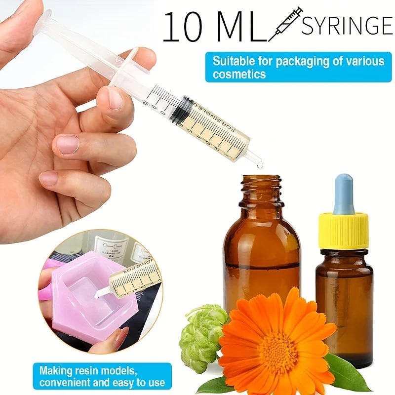 خمسة محاقن بلاستيكية سعة 10 مل، أداة حقنة قياس السائل، مختومة بشكل فردي، للاستخدام في مختبرات العلوم، قياس السوائل، التغذية