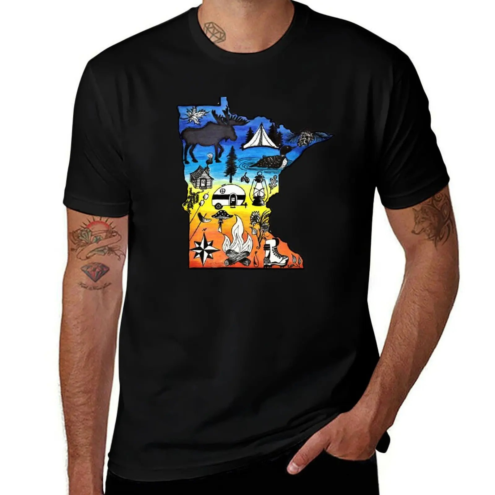 Vivid MN Sunrise T-Shirt Utility Work Short Sleeve Top T-Shirt