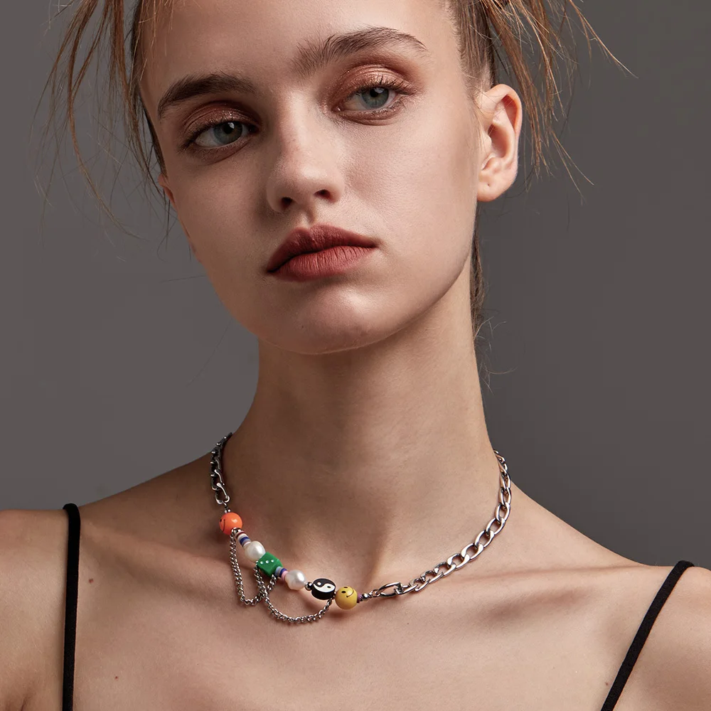 

ENFASHION Smile Accessories Necklace For Women Gold Color Necklaces Choker Colar Feminino Stainless Steel Fashion Jewelry P3270