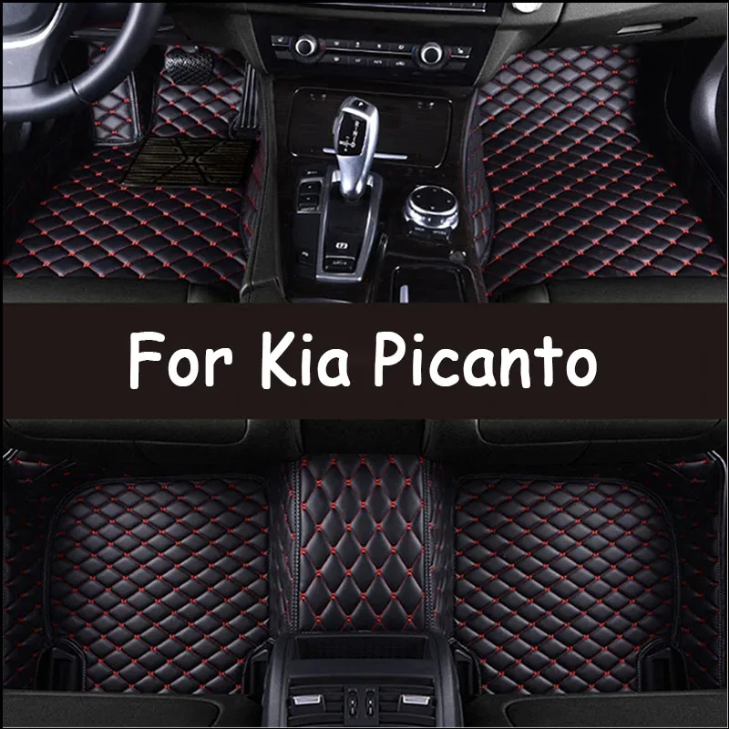 Leather Car Floor Mats For Kia Picanto Morning Grand Eko Taxi JA 2012~2017 5door Anti-dirty Car Mat Tapete Carro Car Accessories