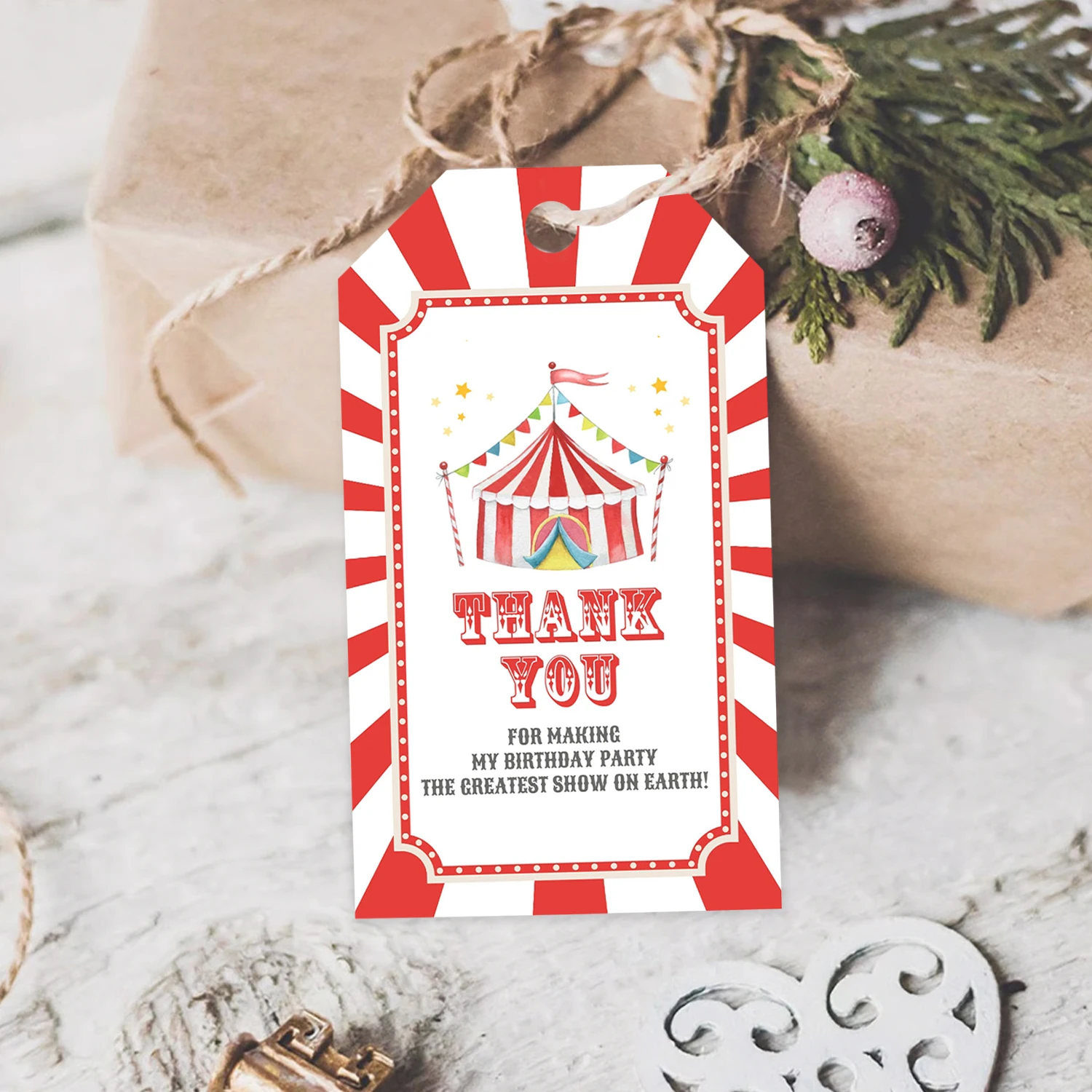 

50 Pcs Circus Party Gift Tag Card Circus Thank You Tag Circus Party Supplies Carousel Party Decorations Label card