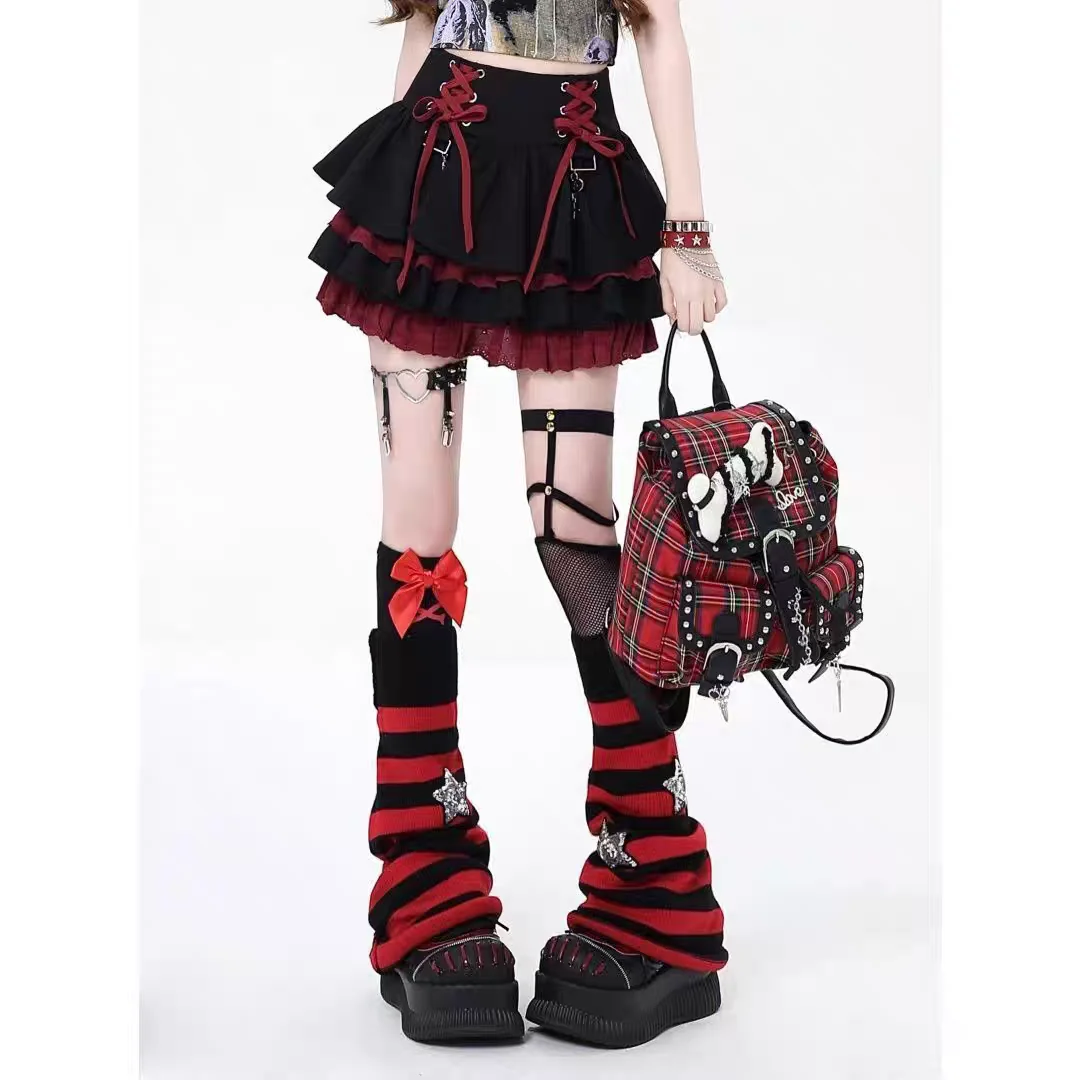 Sweet Cool Y2K Girls Big Size 300 Pounds Cake Skirt High Waist Bouncy Ruffle Tied Half Skirt Polyester Fiber Daily Wear