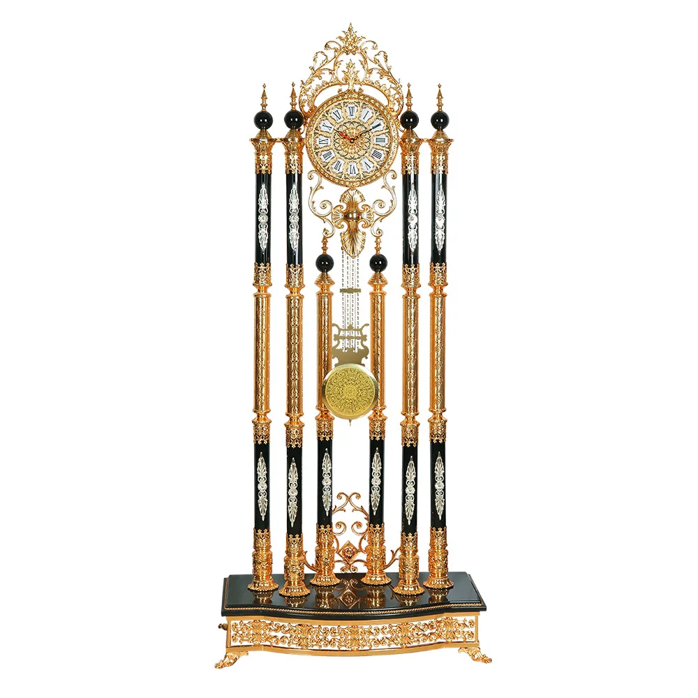 

Living room floor clock, European standing clock golden black crystal floor living room luxury villa