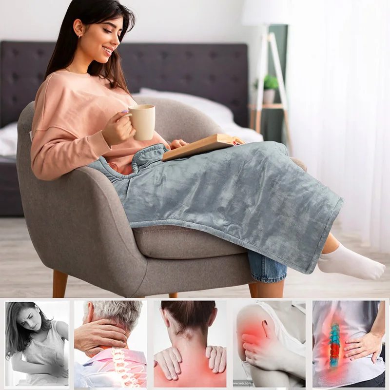 Electric Warming Heating Massage Shawl Blanket, Heated Pad for Neck, Back Warmer, Heat Wrap, Adjustable Temperature Seting Belt