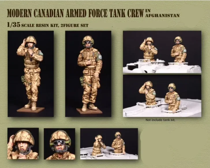 Maßstab 1:35 Druckguss-Kunst-Hobby-Harzfiguren-Modellbausätze Moderne militärische kanadische Panzerbesatzung 2-Figuren unmontiert und unbemalt 758