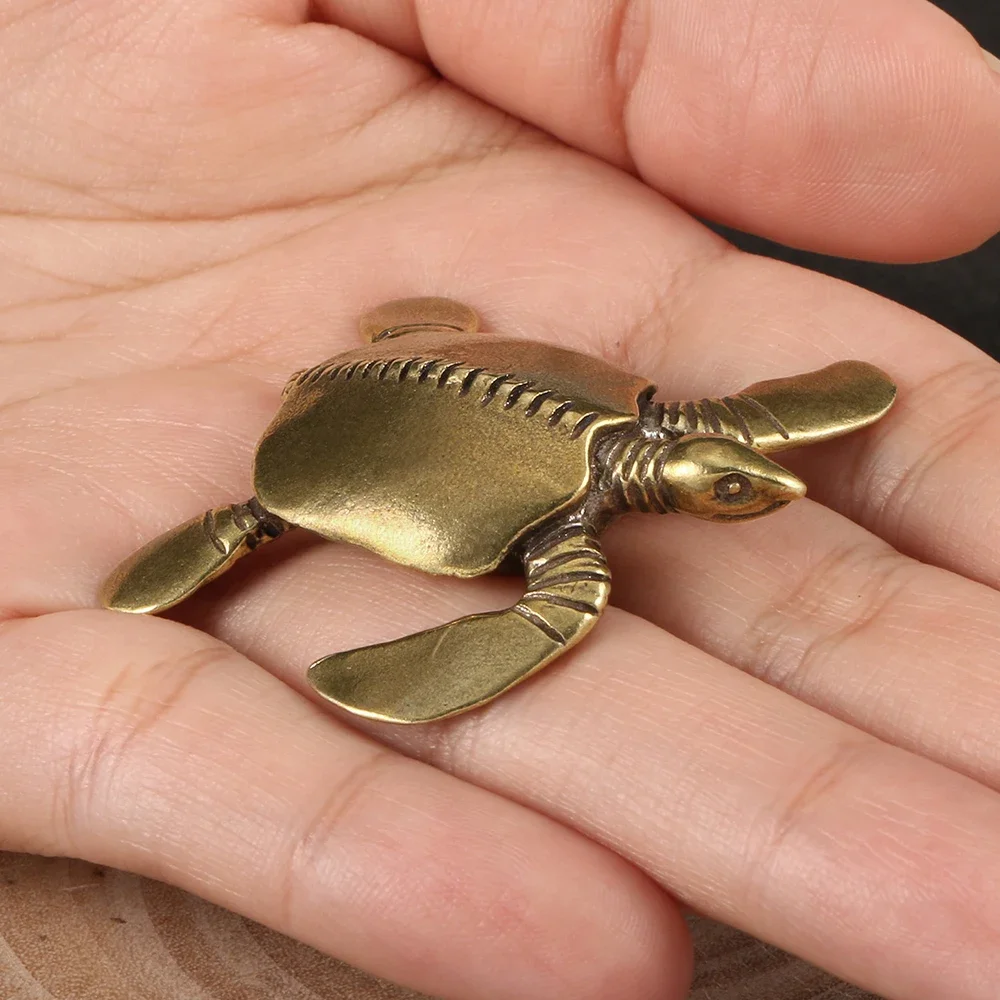 เต่าโบราณทองเหลืองFigurines Cretaceous Marine Organisms Vintage Home Gardenตกแต่งชาสัตว์เลี้ยงRetroหัตถกรรม