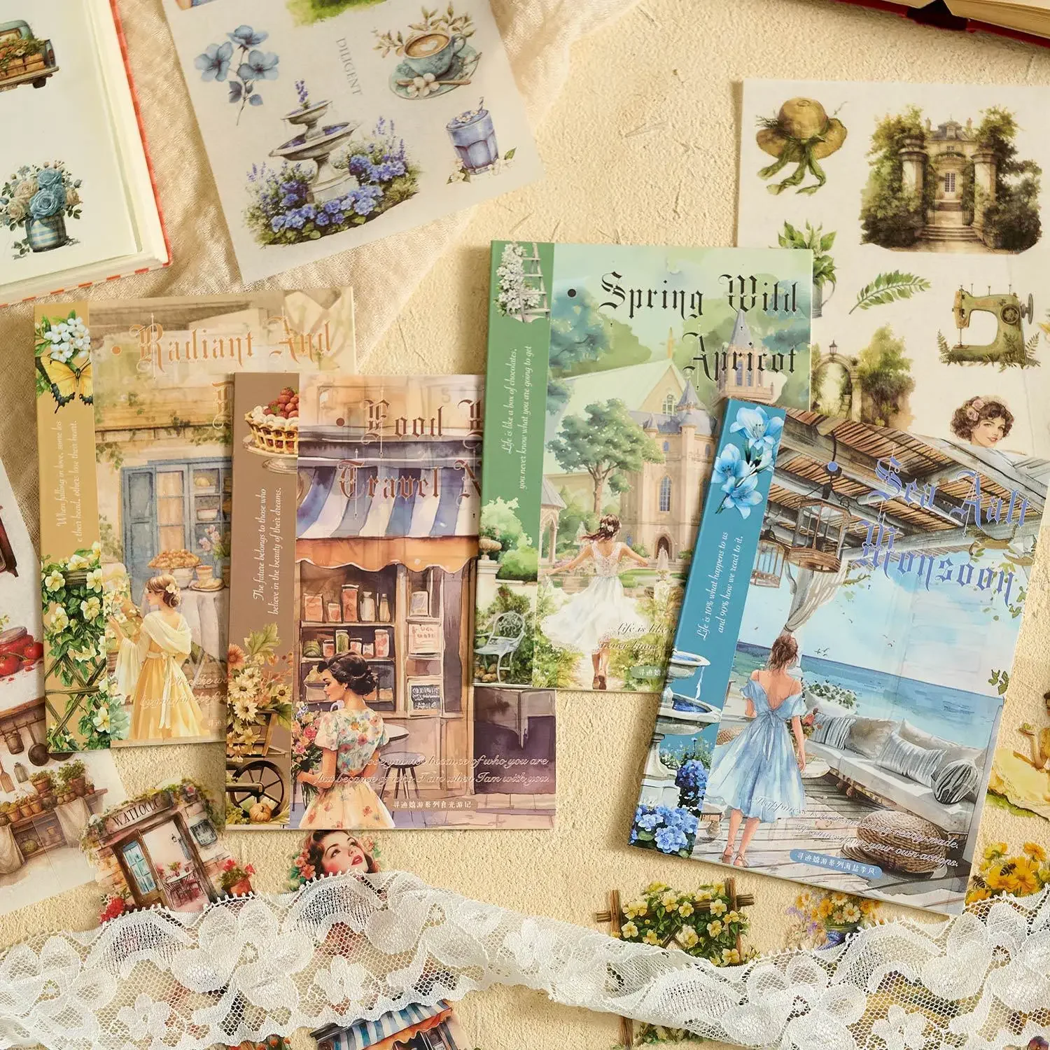 

1pack/2pack 10 Sheets/pack Cross Border INS Material Die Cut Sticker Book Trace Wander Series Girls' Hand Account DIY Collage