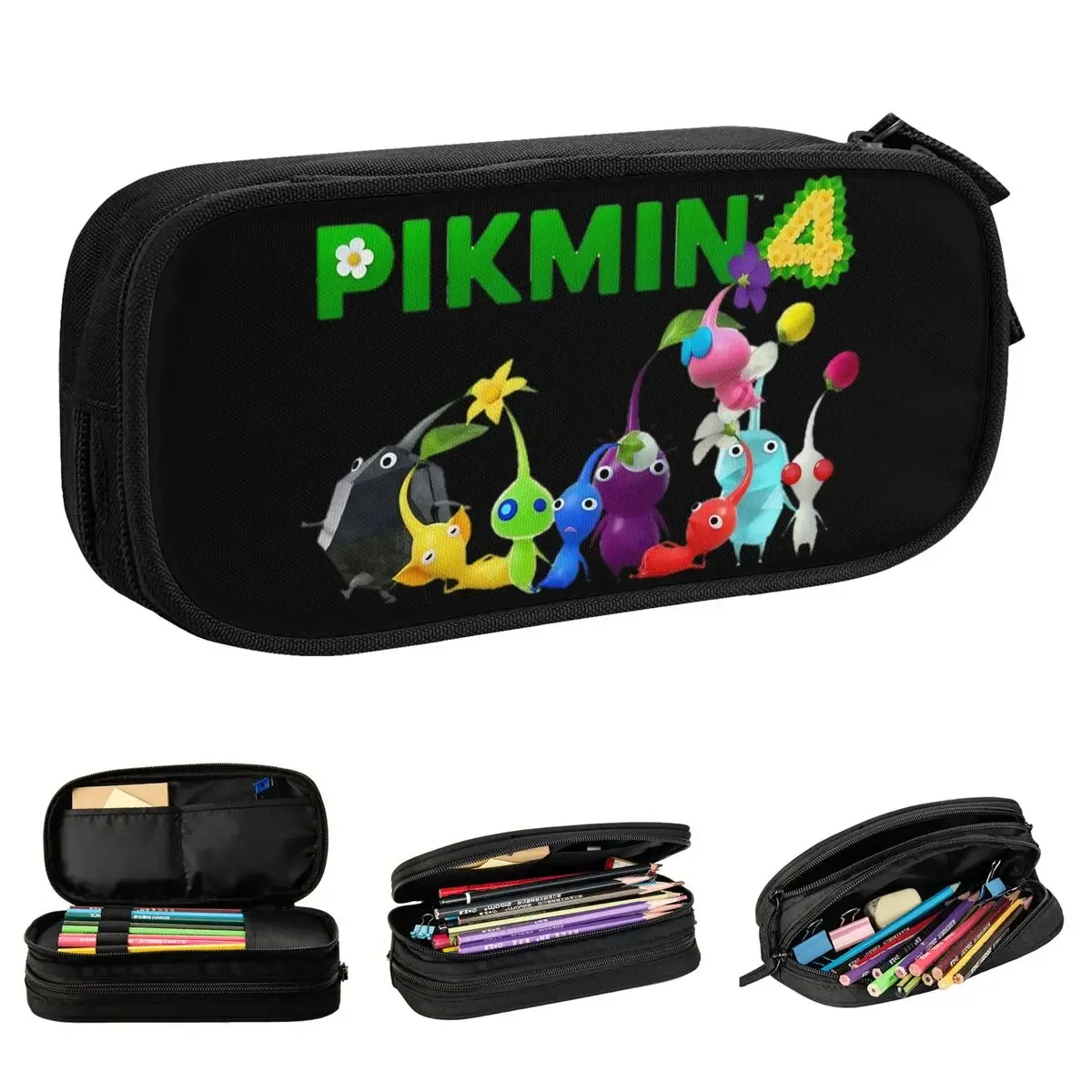 Pikmin 4 Pencil Case Kawaii Pikmin Pen Bag Girl Boy Large Storage Office Gift Pencilcases