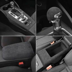 For Audi A3 8V S3 2014-2020 Suede Leather Wrap Car Center Console Gear Shift Panel Interior Decoration Stickers Trim Accessories