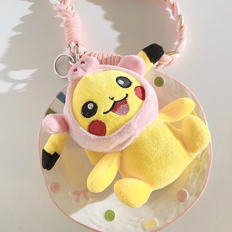 

Pikachu Phone Case Diagonal Cross Rope Chain Back Clip Anime Cute Stitch New Anti Fall Anti Slip Cartoon Doll Decoration