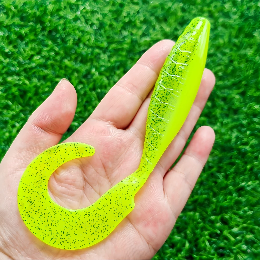 3 uds. De cola de rollo de simulación de PVC de alta elasticidad, cebo suave, señuelo, accesorios de grupo de pesca adecuados para lubina/trocha/pez de perro/ jirafa - imagen 2