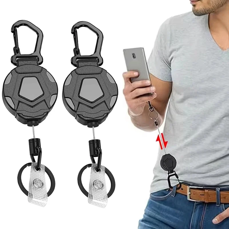 Tactical ID Badge Reel Universal Anti Theft Design Telescopic Key Chain Ring For Camping Keyring Lanyard Retractable Keychain