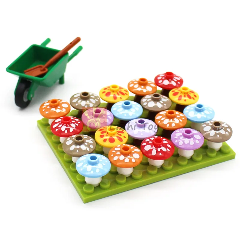 MOC Plants Mushroom 4740 Dish 2x2 Tree Building Blocks Grass Flower City Friends Food Jungle Set Accessories Bricks DIY Toys