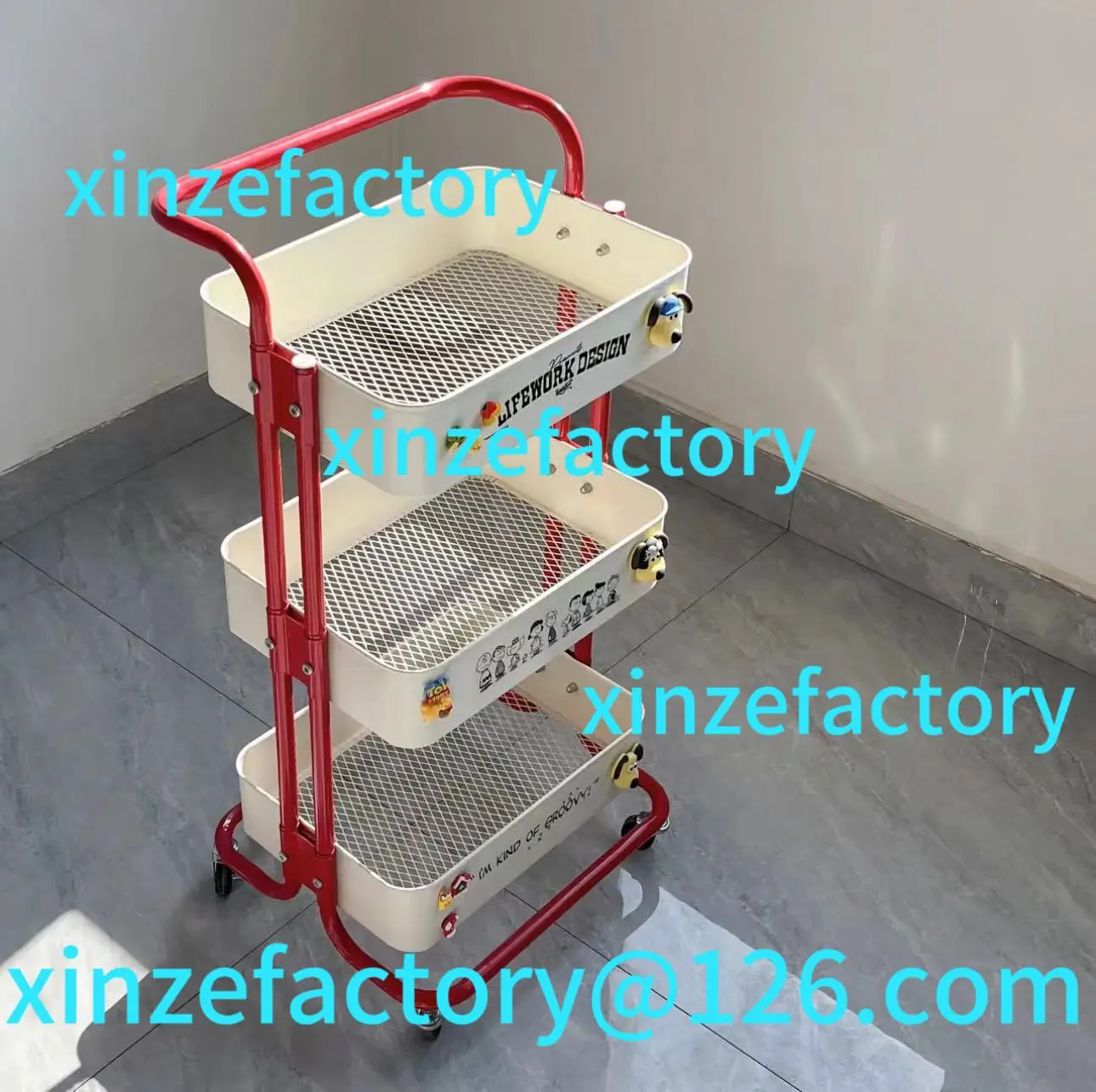 

Customizable Hot Multi-Layer Contrast Color Trolley Storage Shelf Trolley Organizer Mobile Cosmetics Rack Bathroom