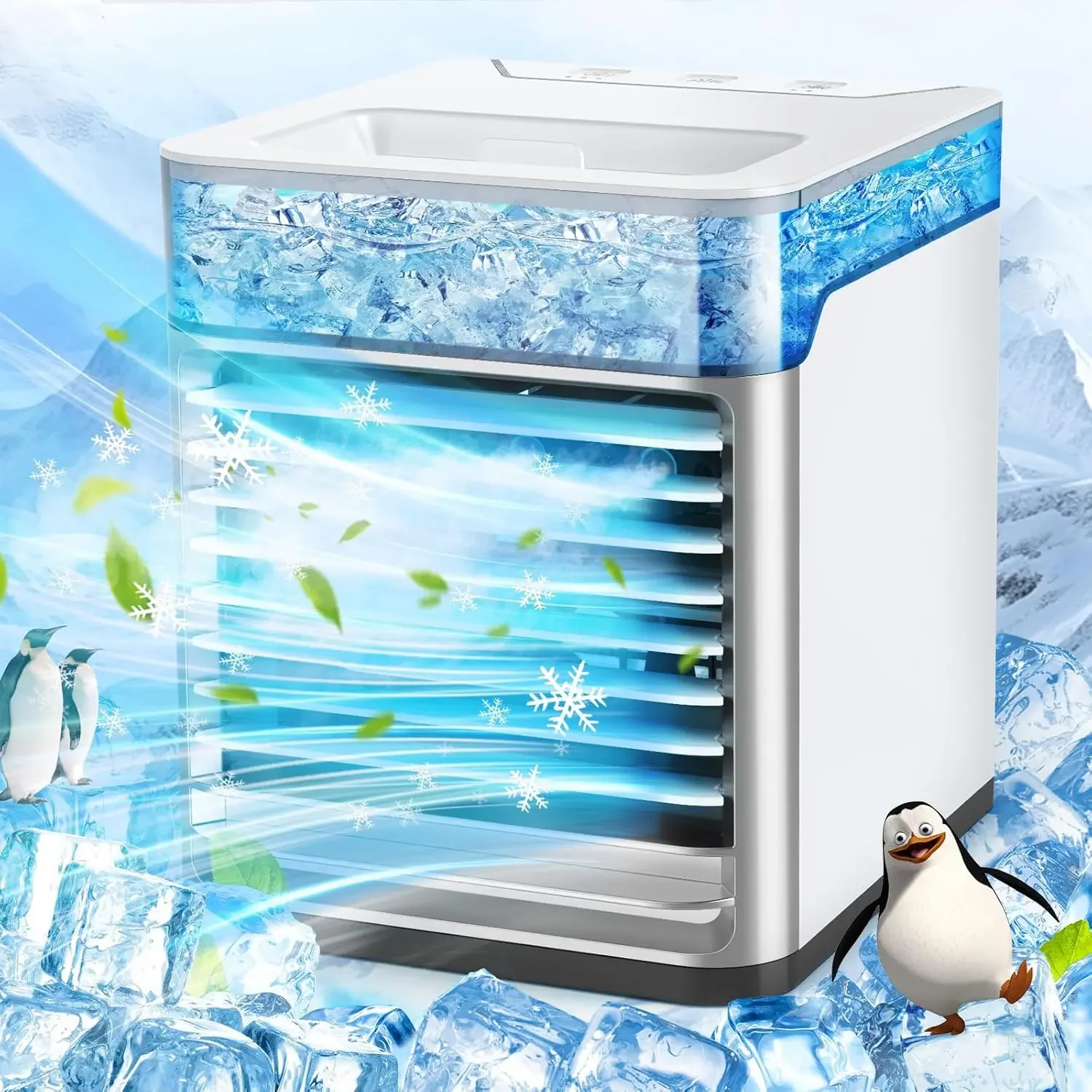 

Cooling Power Indoor Portable Air Conditioner, Quiet 2 Ice Fog Evaporative Refrigeration Air Cooler, Cordless Personal Mini Air