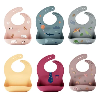 Bavaglini in Silicone per uso alimentare per bambini per neonati bavaglini morbidi regolabili bavaglini per neonati bavaglini impermeabili per neonati