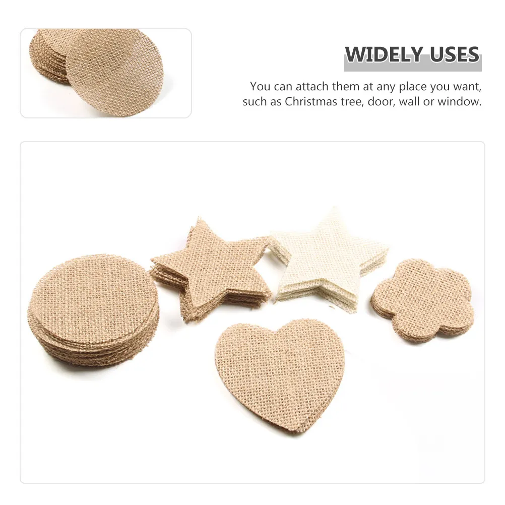 20Pcs Vintage Burlap Cutouts Christmas Hanging Ornaments Unfinished Fabric Slices for Tree Window DIY Decoration