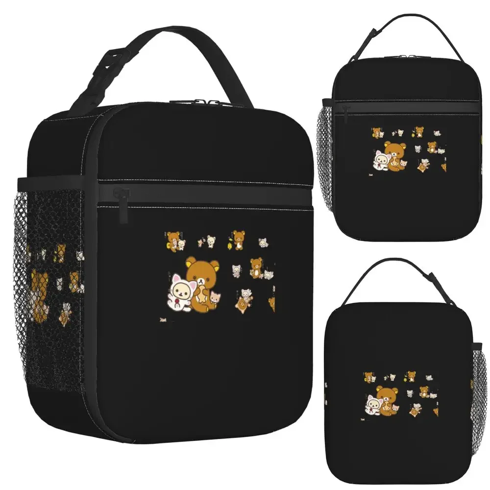 Rilakkuma Sakura Insulated Lunch Bag for Women Kids Portable Food Boxes Thermal Lunch Box Tote