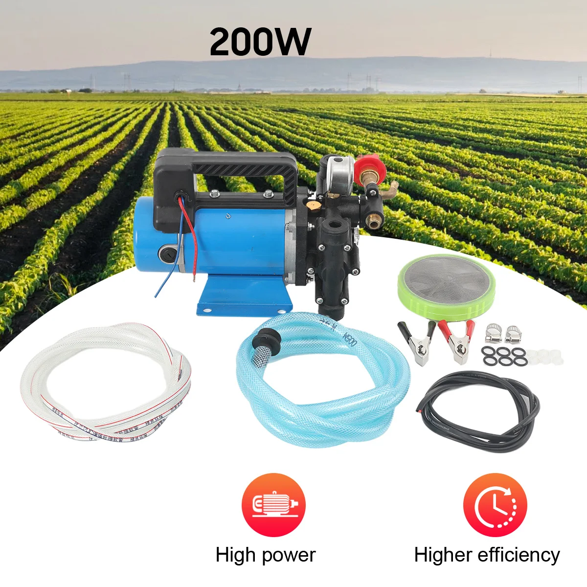 Landwirtschaftliche elektrische Hochdruckpumpe, 24 V, 16 l/min, Doppelzylinder-Kolbenpumpe, Sprühen, Bewässerung, Autowaschanlage, Pestizidsprüher – Detail 13