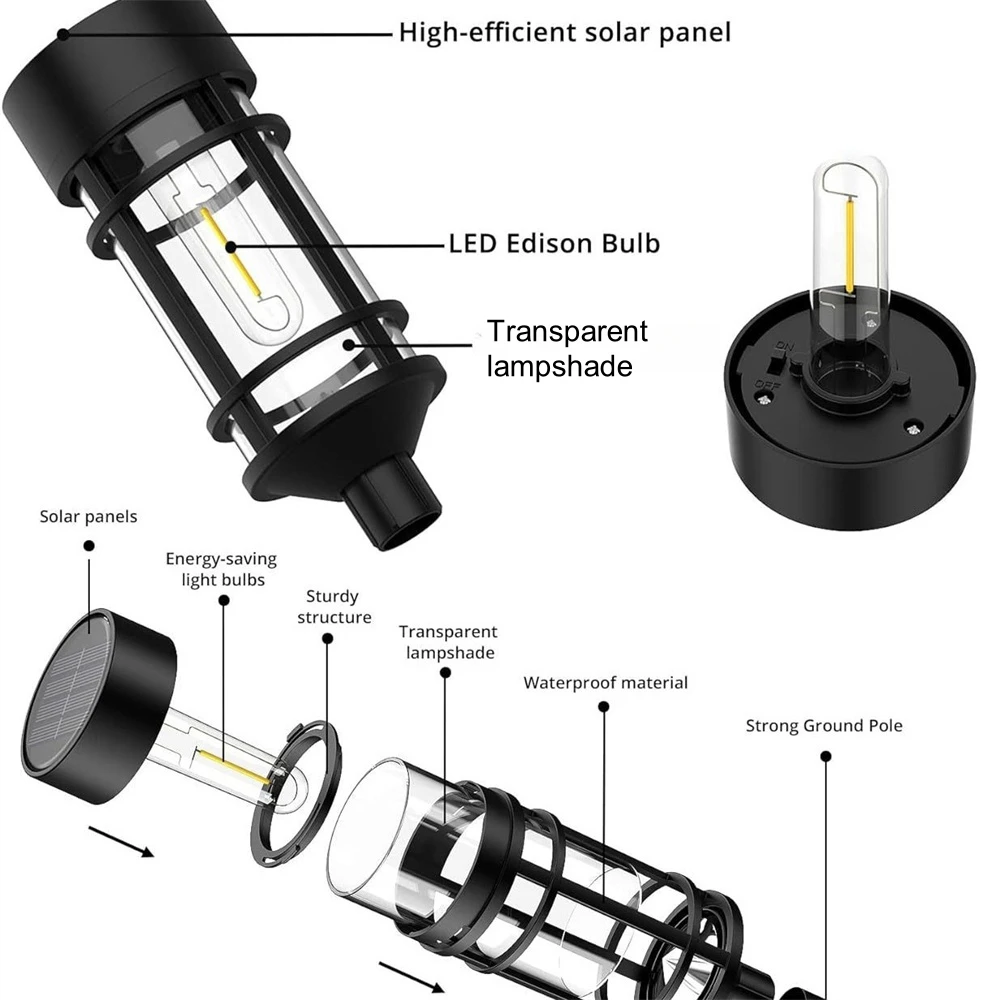 Luzes led solares para exterior, impermeável, vidro, iluminação de paisagem, o que é bom para um jardim, um quintal, um gramado, uma passarela, 2pcs