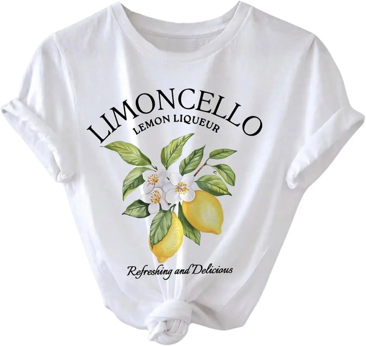 SweatyRocks Women's Lemon Shirts Letter Fruit Printed Graphic Tees
