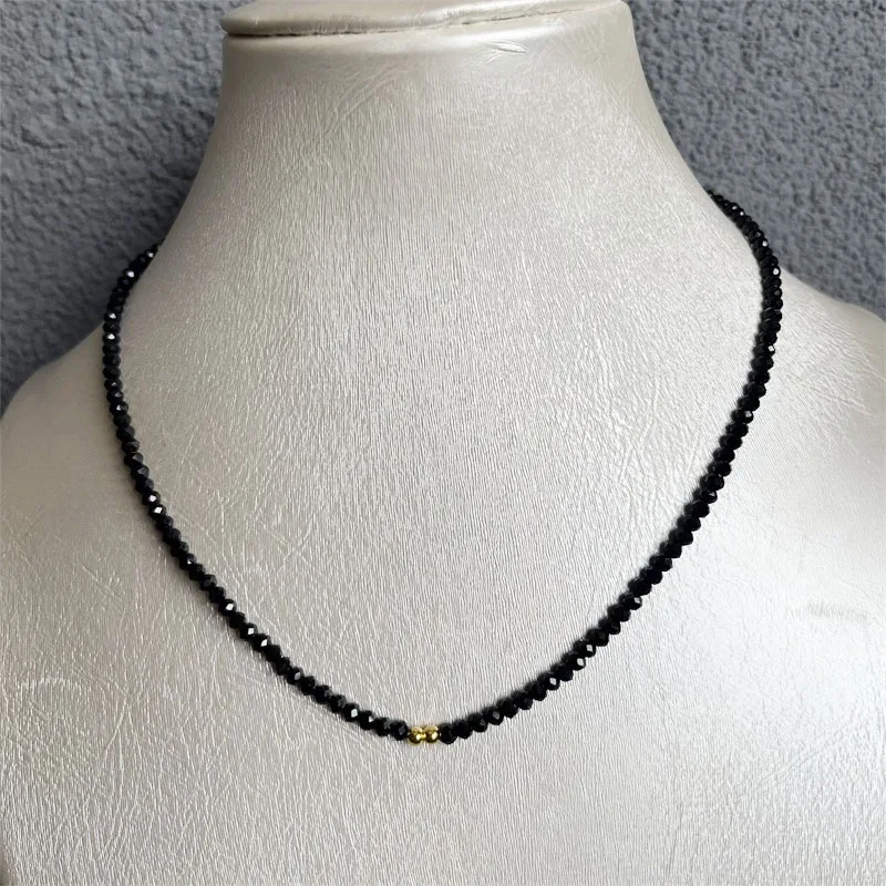 40cm+5cm Fashion Brand Simple Black Spinel Beads Short Necklace Female Jewelry Women Choker Bijoux Femme Ladies Party 2023
