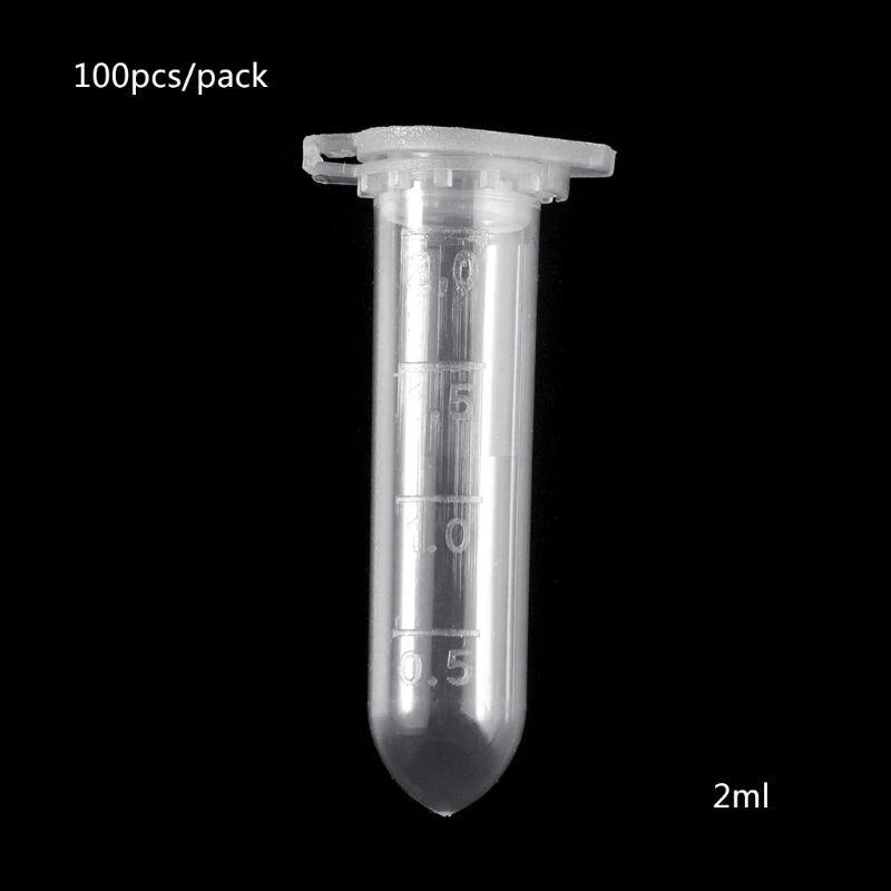 100pcs 2ml centrifuge หลอดที่มี CAP Scale Scale Vials Test Containers สำหรับโรงเรียนทดลองห้องปฏิบัติการ