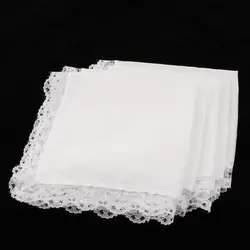 5pcs Pocket White Cotton Thin Handkerchiefs DIY Hand Drawing Pocket Square Plain Handkerchief Sweat Towel Vintage Gift Hankies