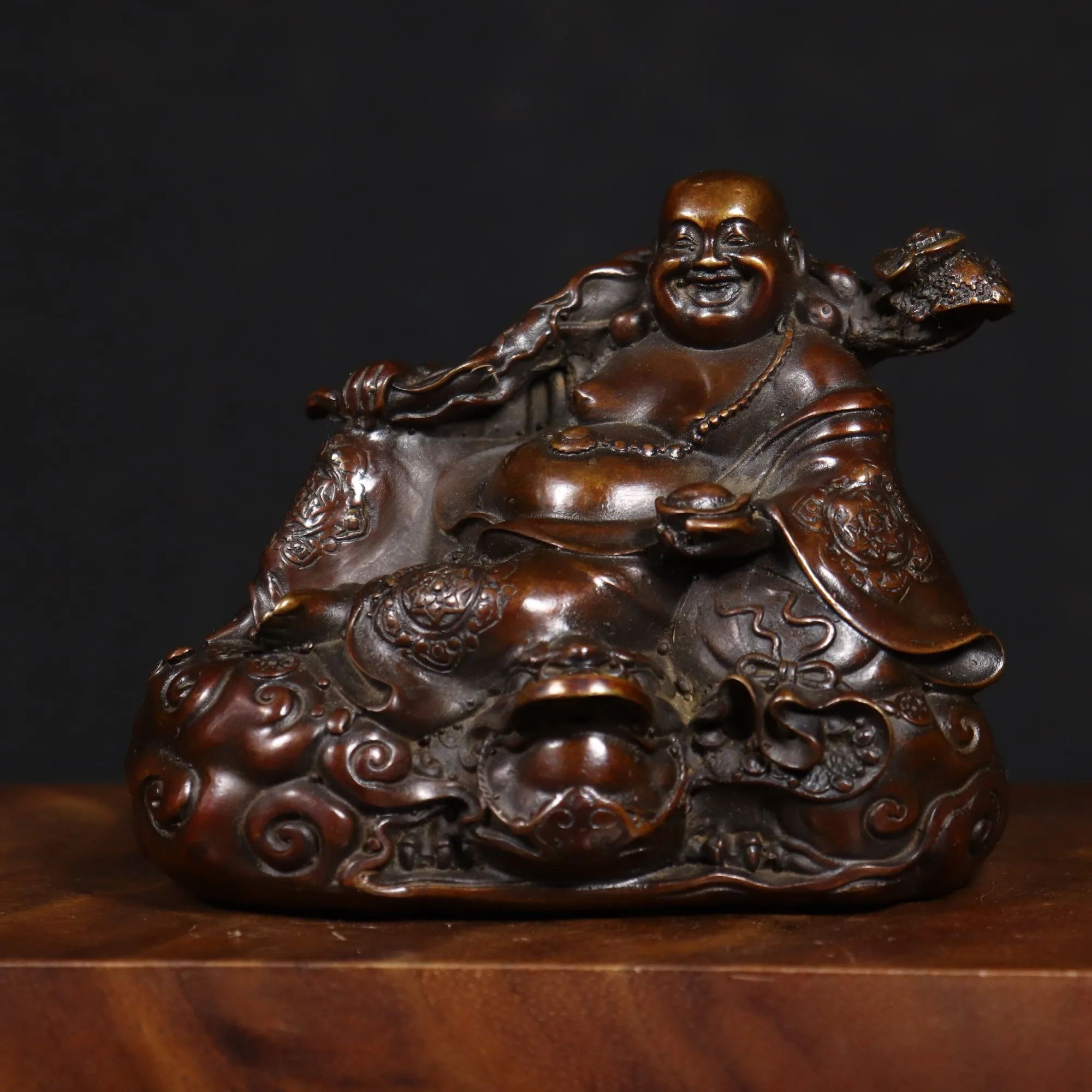 

Латунная статуя Будды Майтрейи, фигурка счастливого благословения, домашний декор, идеальный вход, чайный столик, гостиная, коллекционные предметы для зала Будды