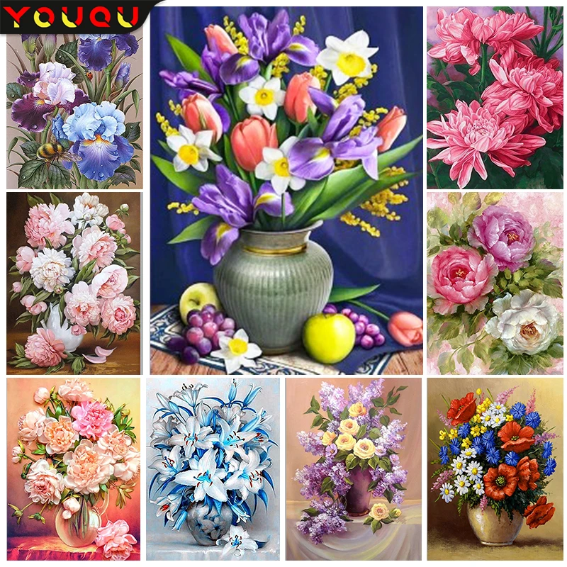 

YOUQU Flower Series 5D DIY Diamond Painting Kit Flower Diamond Embroidery Full Diamond Mosaic DIY Handmade Home Decoration