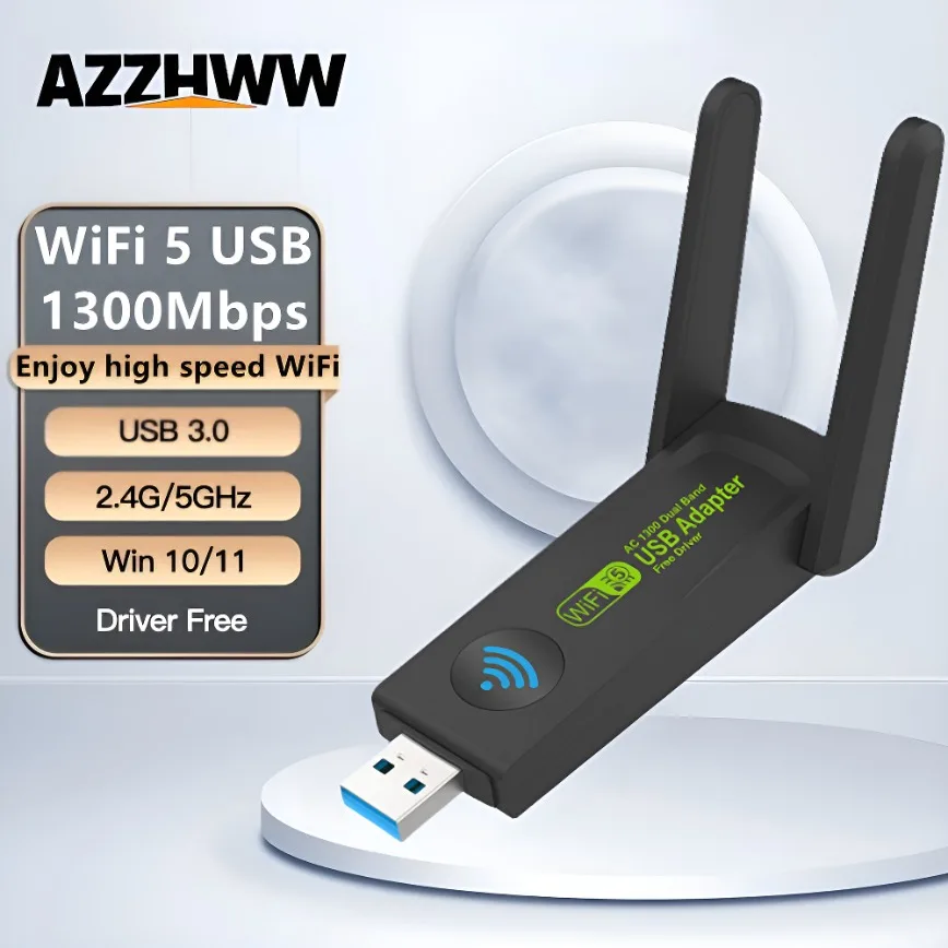 

Беспроводной USB 3.0 Wi-Fi адаптер 1300 Мбит/с двойные 2Dbi антенны 5G/2,4G Wi-Fi адаптер для настольных ПК ноутбуков беспроводные сетевые адаптеры