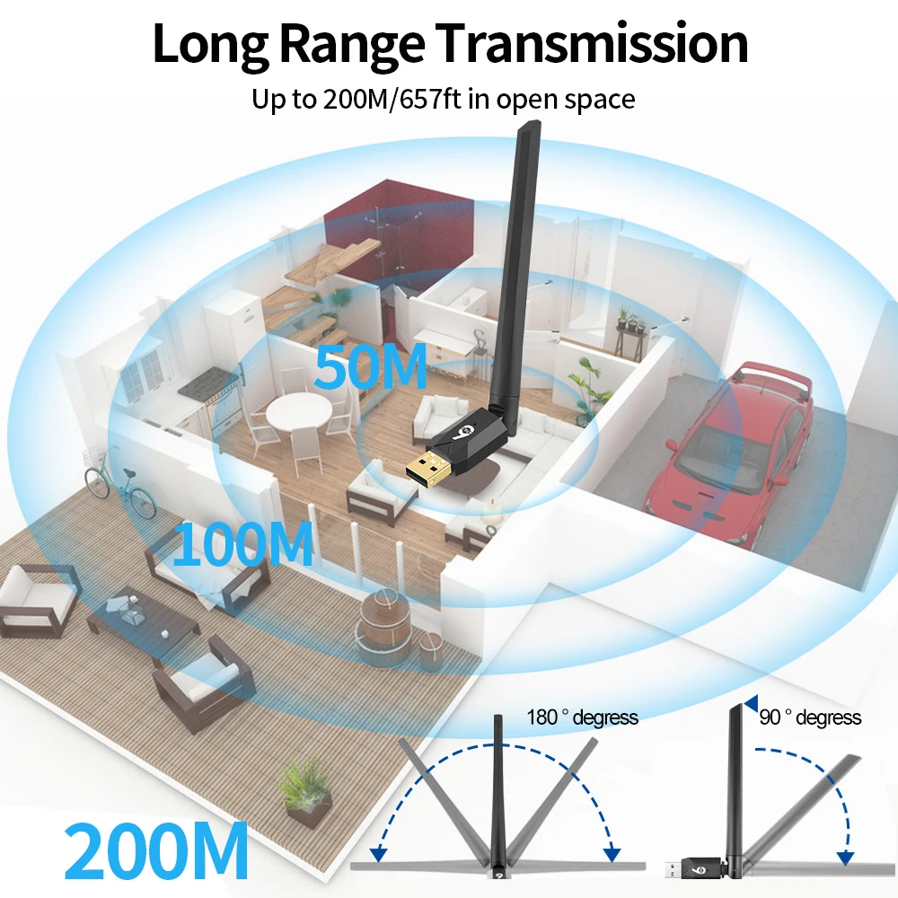 200 メートル Bluetooth アダプタ USB Bluetooth 6.0 ドングル PC スピーカーワイヤレスマウスキーボード音楽オーディオレシーバー USB トランスミッター