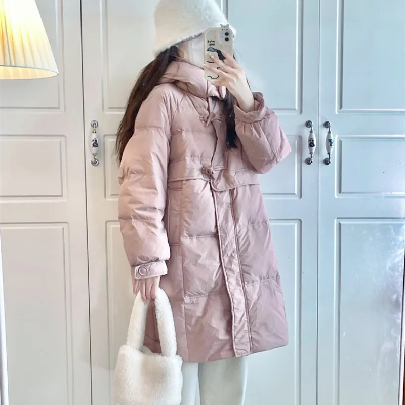 Doudoune à capuche mi-longue pour femme, pardessus femme, vêtements d'extérieur chauds, version Parkas adt optics, loisirs, hiver, nouveau, 2023