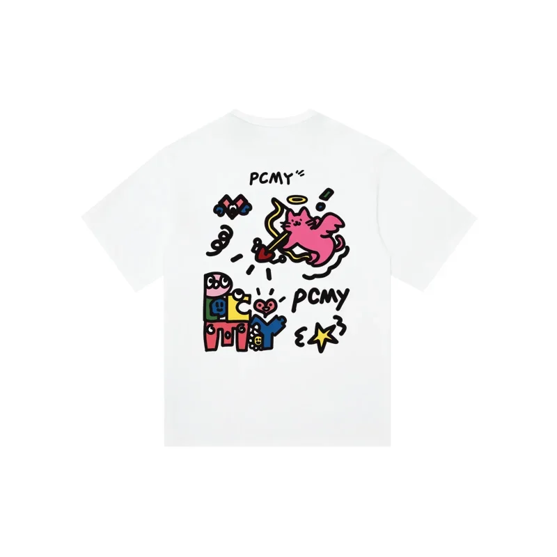 

PCMY Love God Cat Pai, модные брендовые свободные футболки с короткими рукавами, новинка лета 2024, одежда для пар, свободные футболки для женщин