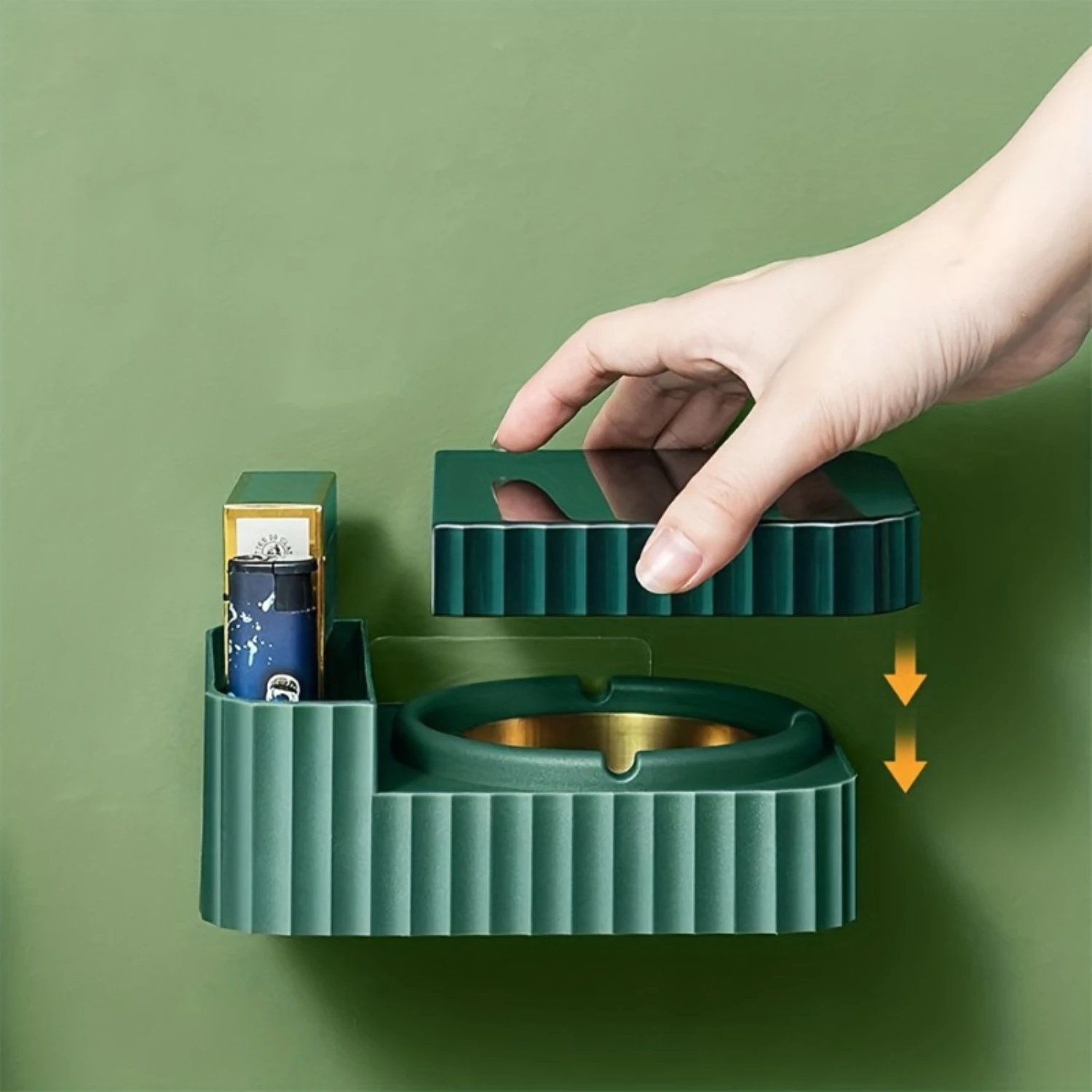 

Stainless Steel Wall-Mounted Ashtray with Plastic - Bathroom Organization Essential