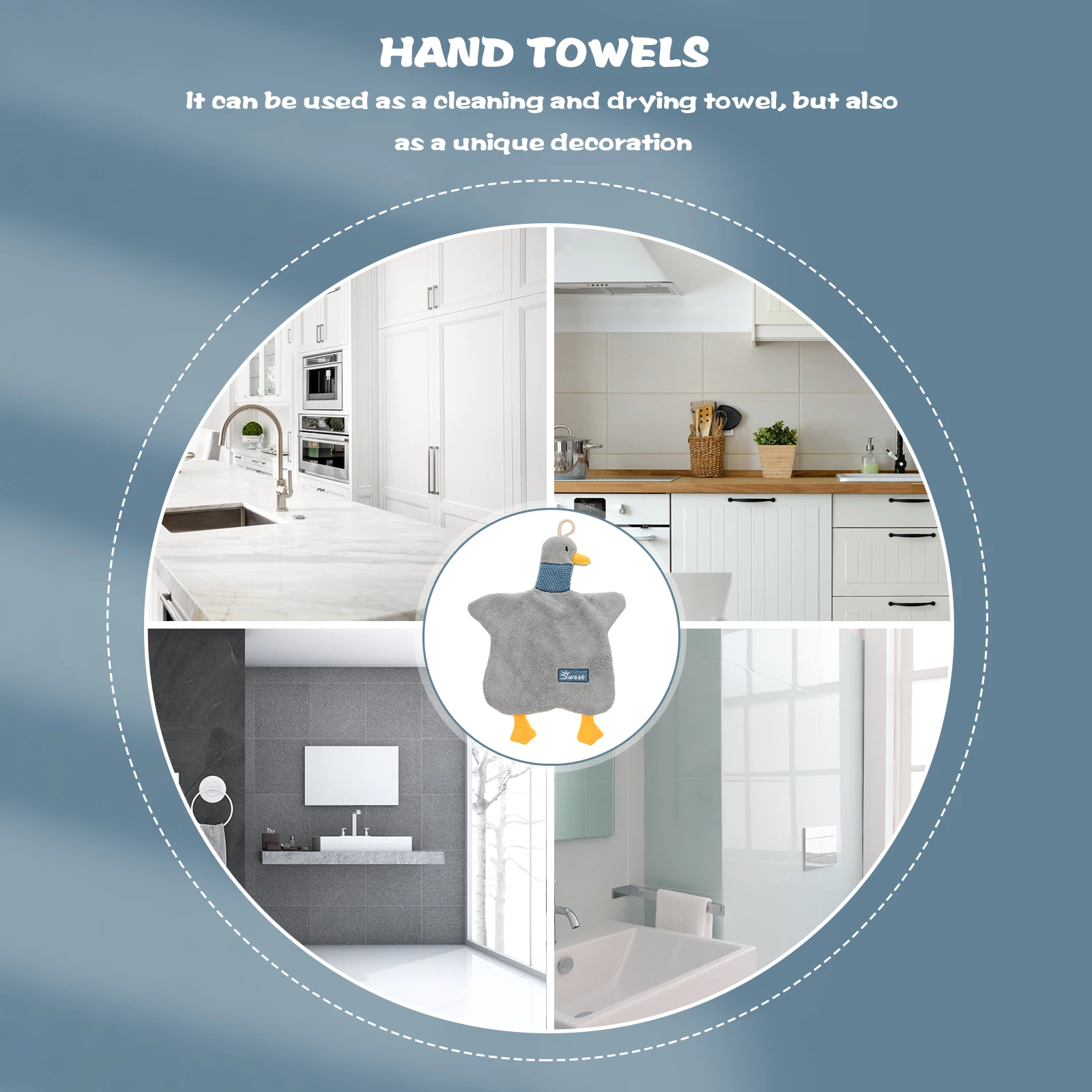

Hand Towel Cartoon Thickened Bathroom with Hanging Loop Towels s Absorb Water Cute Animal
