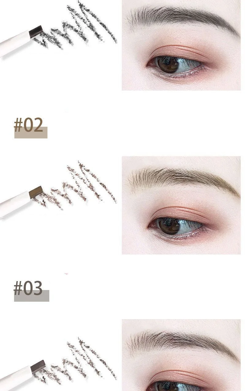 Thin-Head Double-Ended Eyebrow Pencil – Waterproof, Long-Lasting, Auto-Rotate, Brush Tip, Contour, Natural, Certified, Unisex