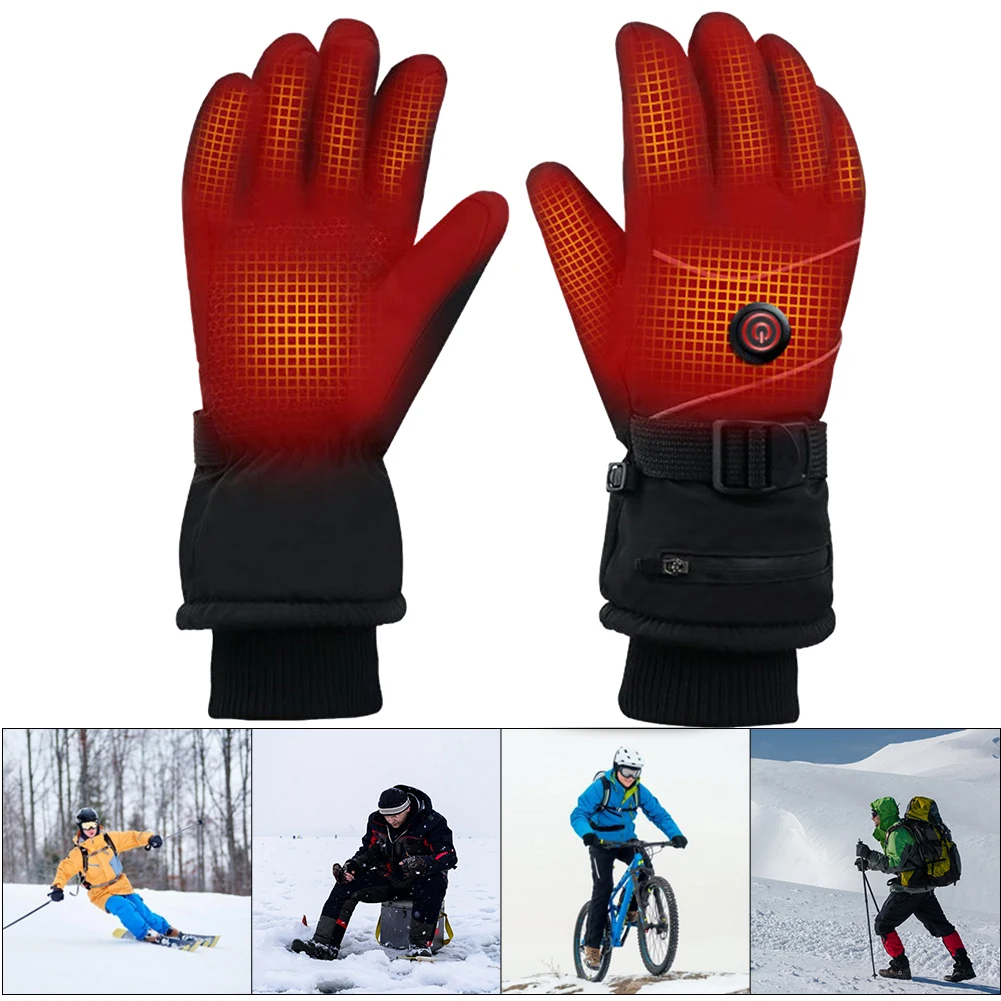 DC Rechargeable Winter Warm Electric Heated Gloves Waterproof Heated Gloves Heated Motorcycle Gloves Touch Screen for Women Men